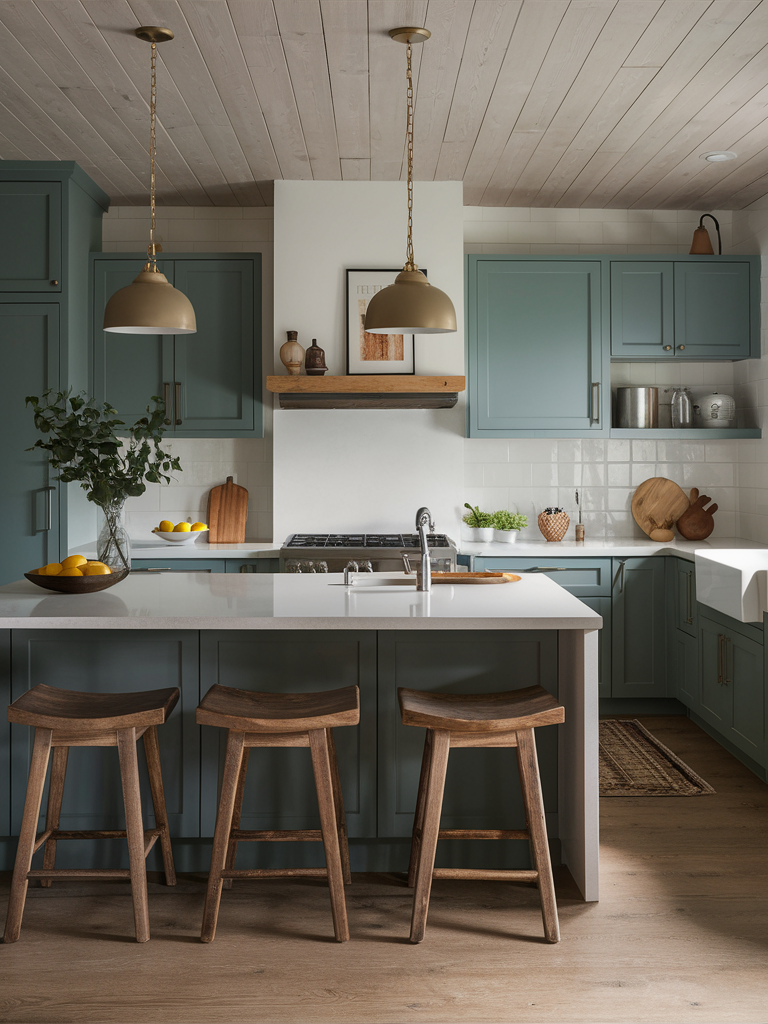 Spacious and sleek modern kitchen with stainless steel appliances, marble countertops, and pendant lighting.