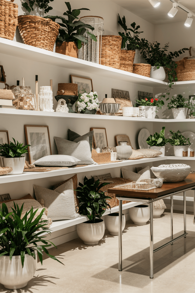 a stylish home boutique store showcasing an array of decorative items