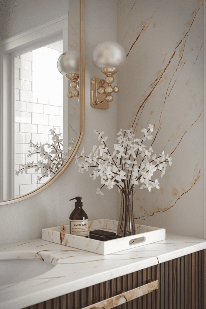 bathroom countertop with a touch of luxury with marble accents