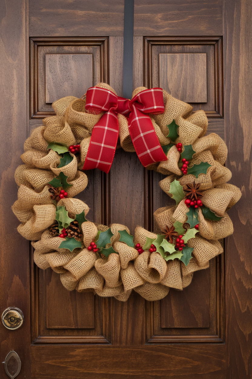 christmas rustic burlap wreath