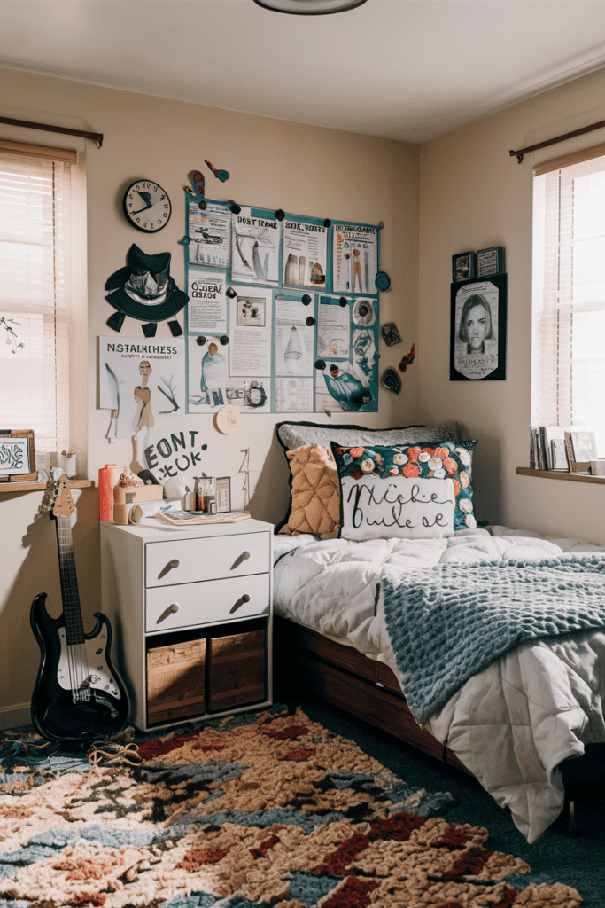 personalized dorm room featuring custom photos memorabilia and decor reflecting individual hobbies and interests