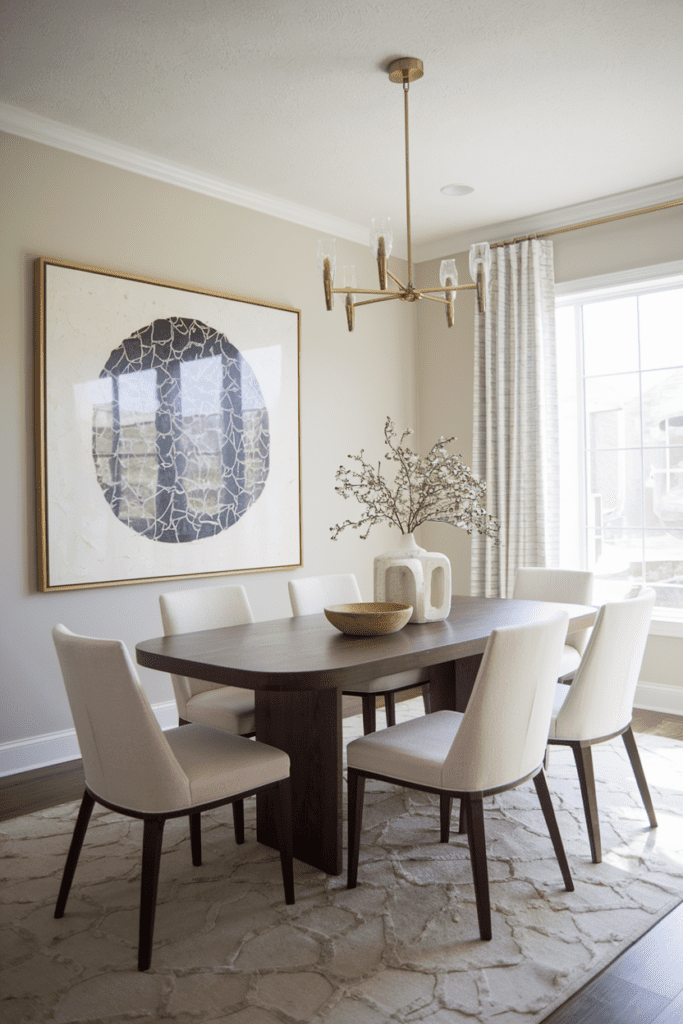 dining room area with art