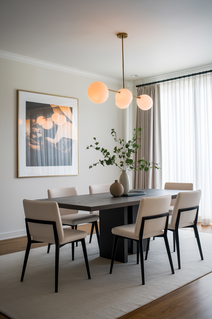 dining room decor idea with statement lighting