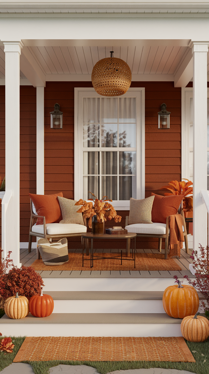 fall porch decorating ideas with the colors of fall