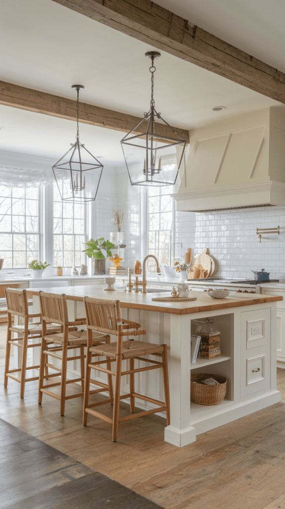 farmhouse kitchen with functional island