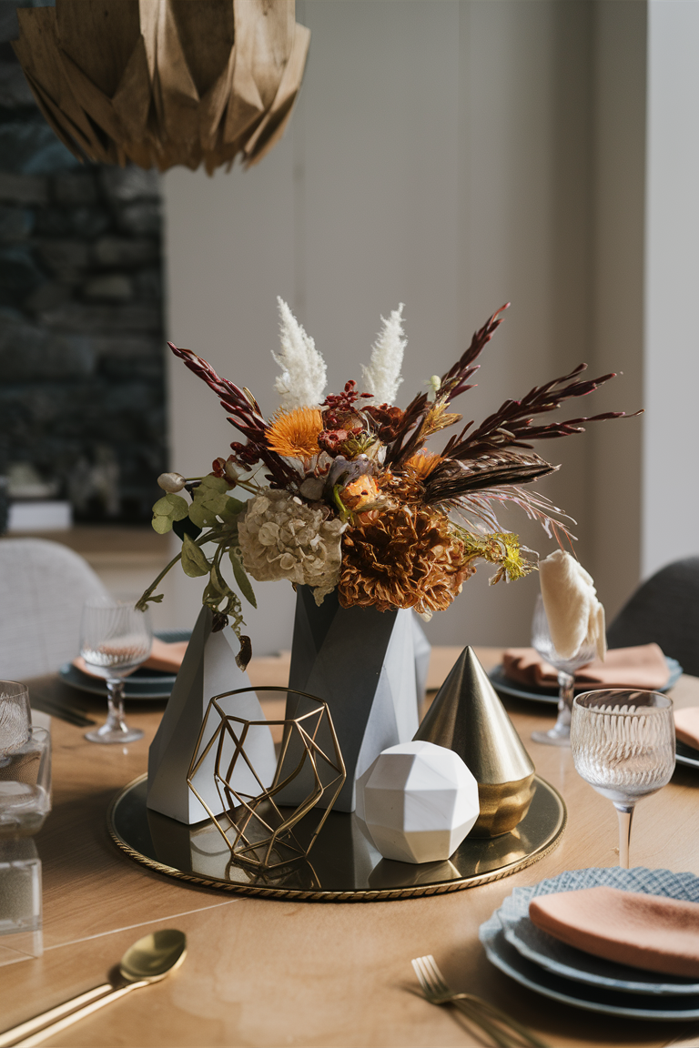 table centerpiece with geometric shapes