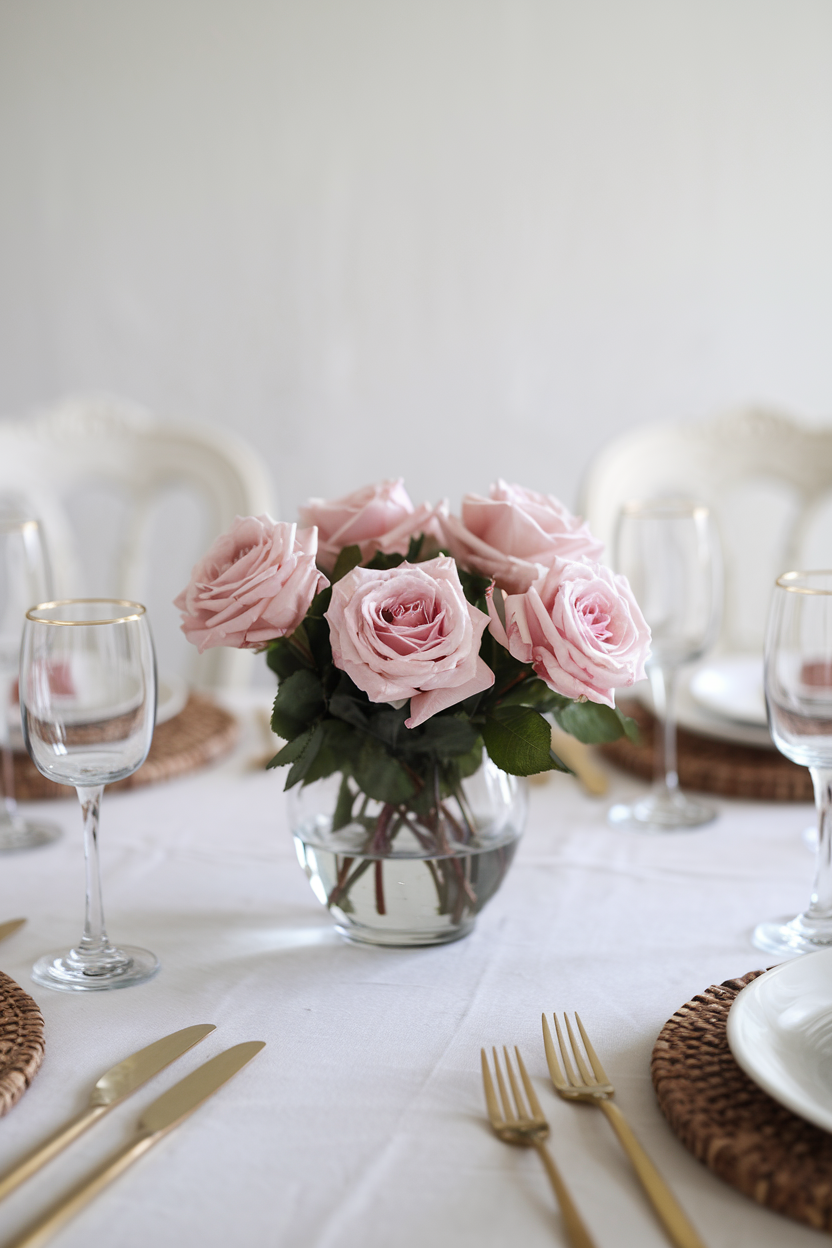 table centerpiece with minimalist arrangements