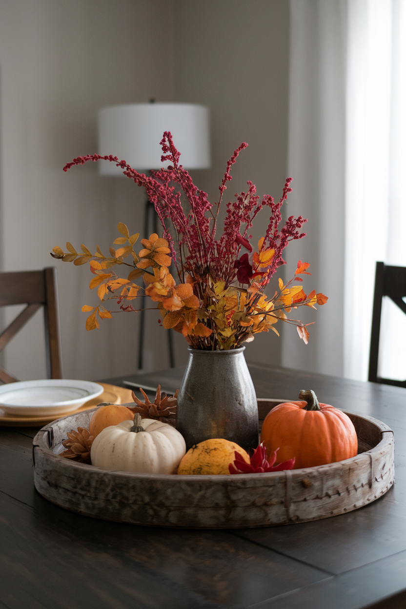 table centerpiece with seasonal decor