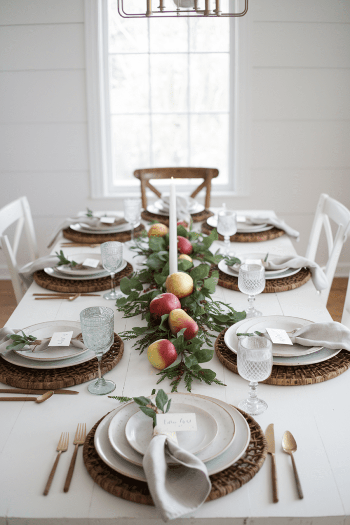 winter tablescape with farmhouse chic