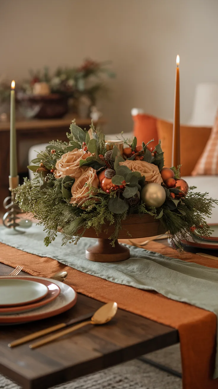 christmas color trends burnt orange and sage green