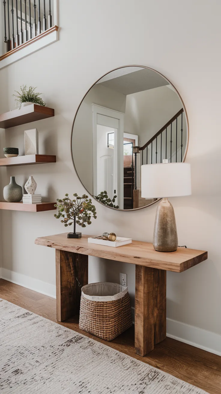 entryway decor with a statement mirror