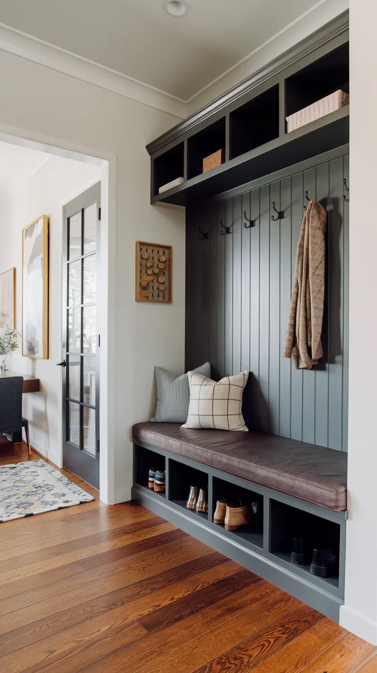 entryway decor with a stylish bench