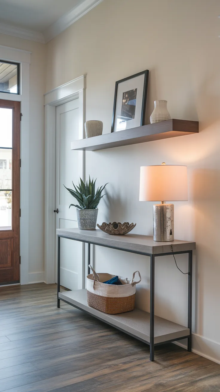 entryway decor with shelve