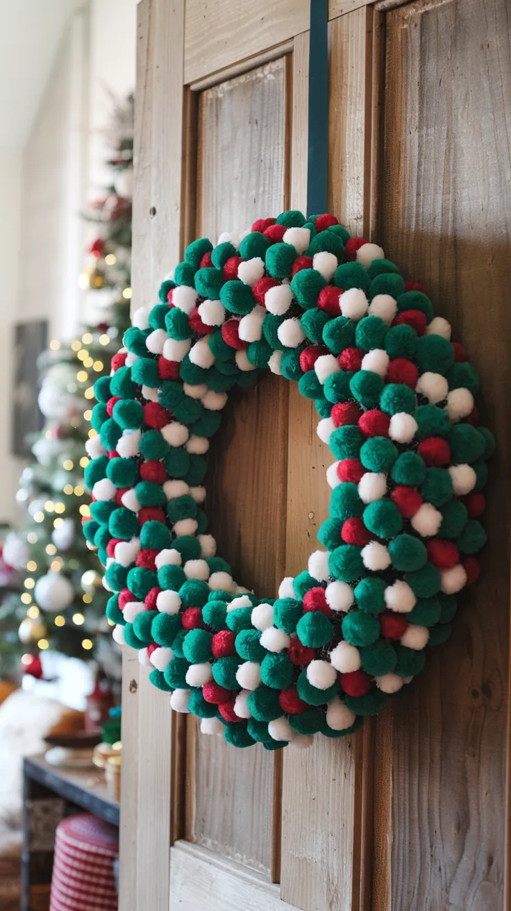 pom pom christmas wreath