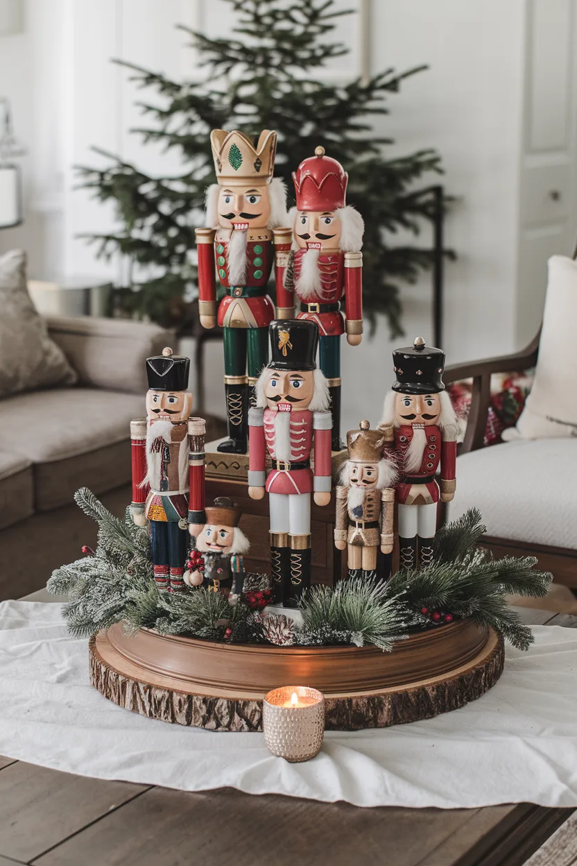 christmas coffee table decor nutcrackers