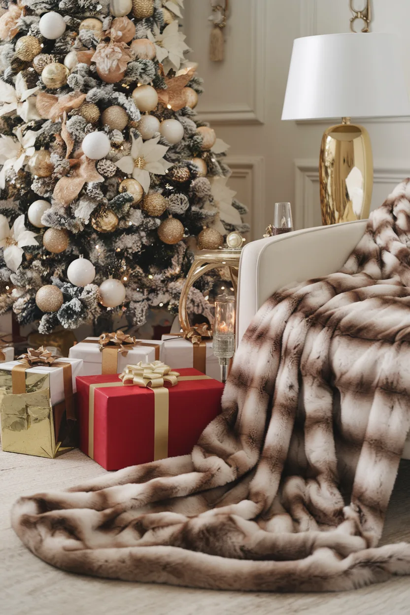 classy christmas faux fur throw