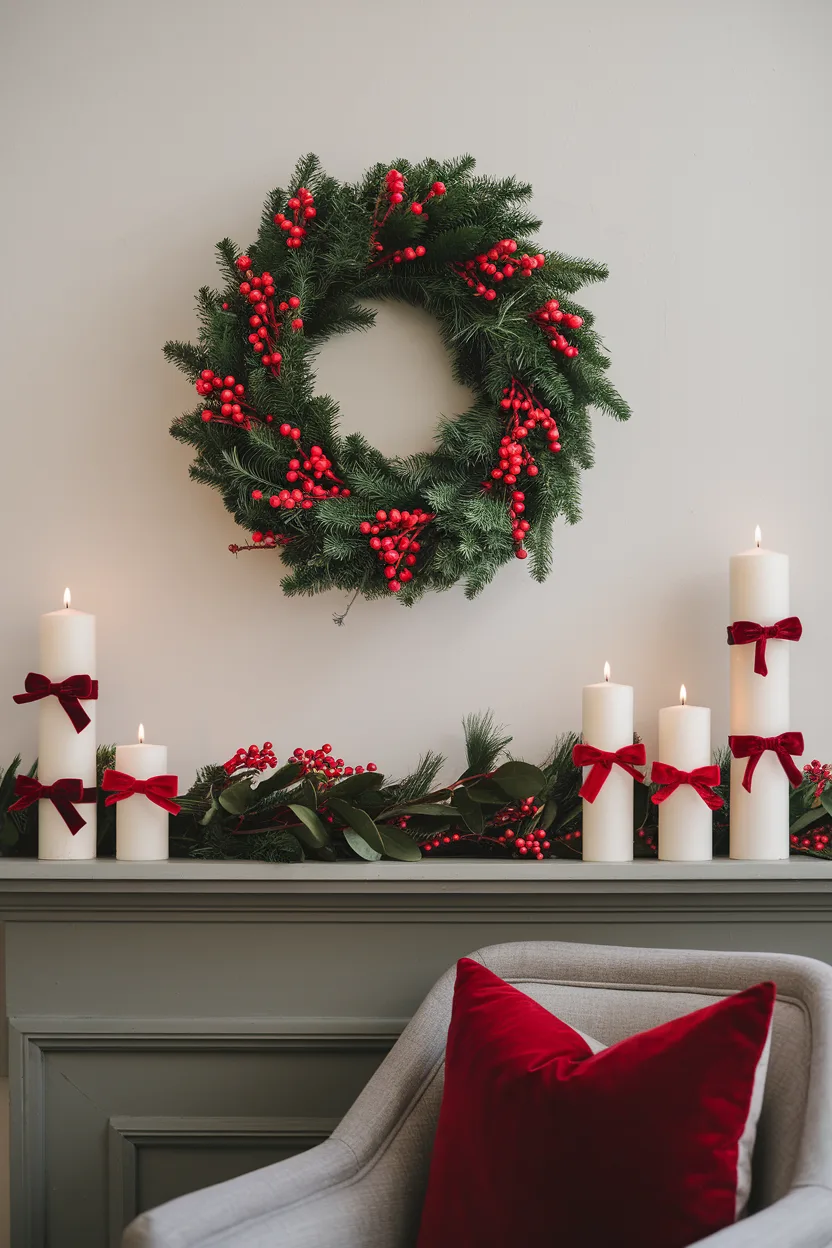 classy christmas muted colors with pop of red