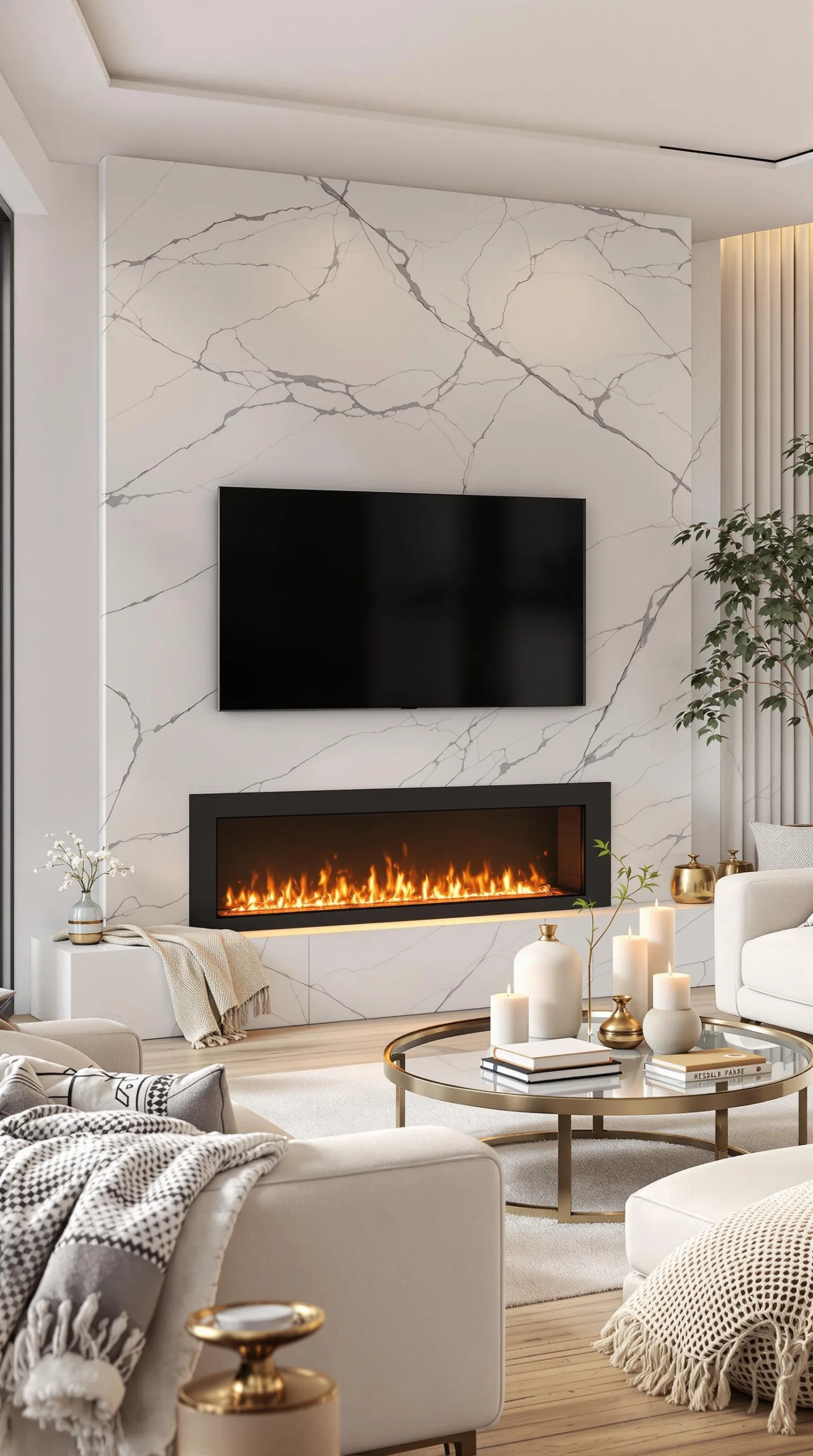 cozy living room electric fireplace