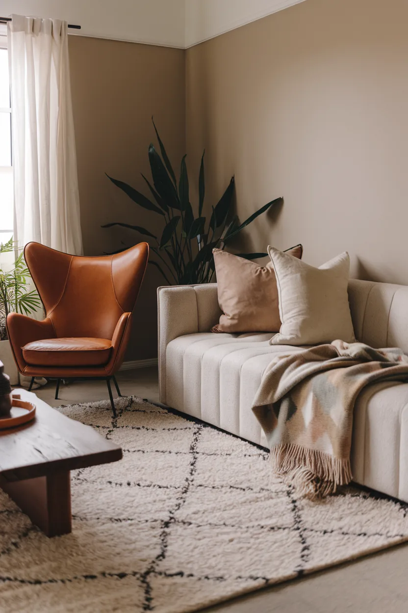 cozy living room mix textures