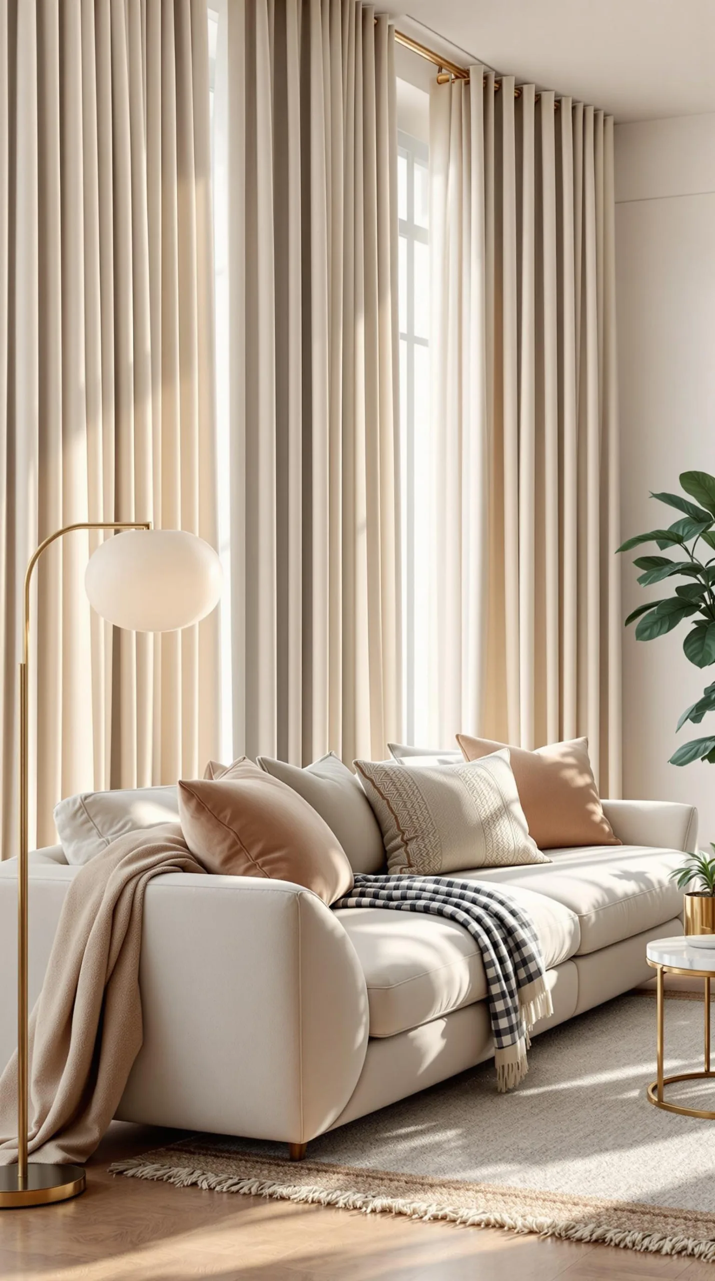 cozy living room soft curtains