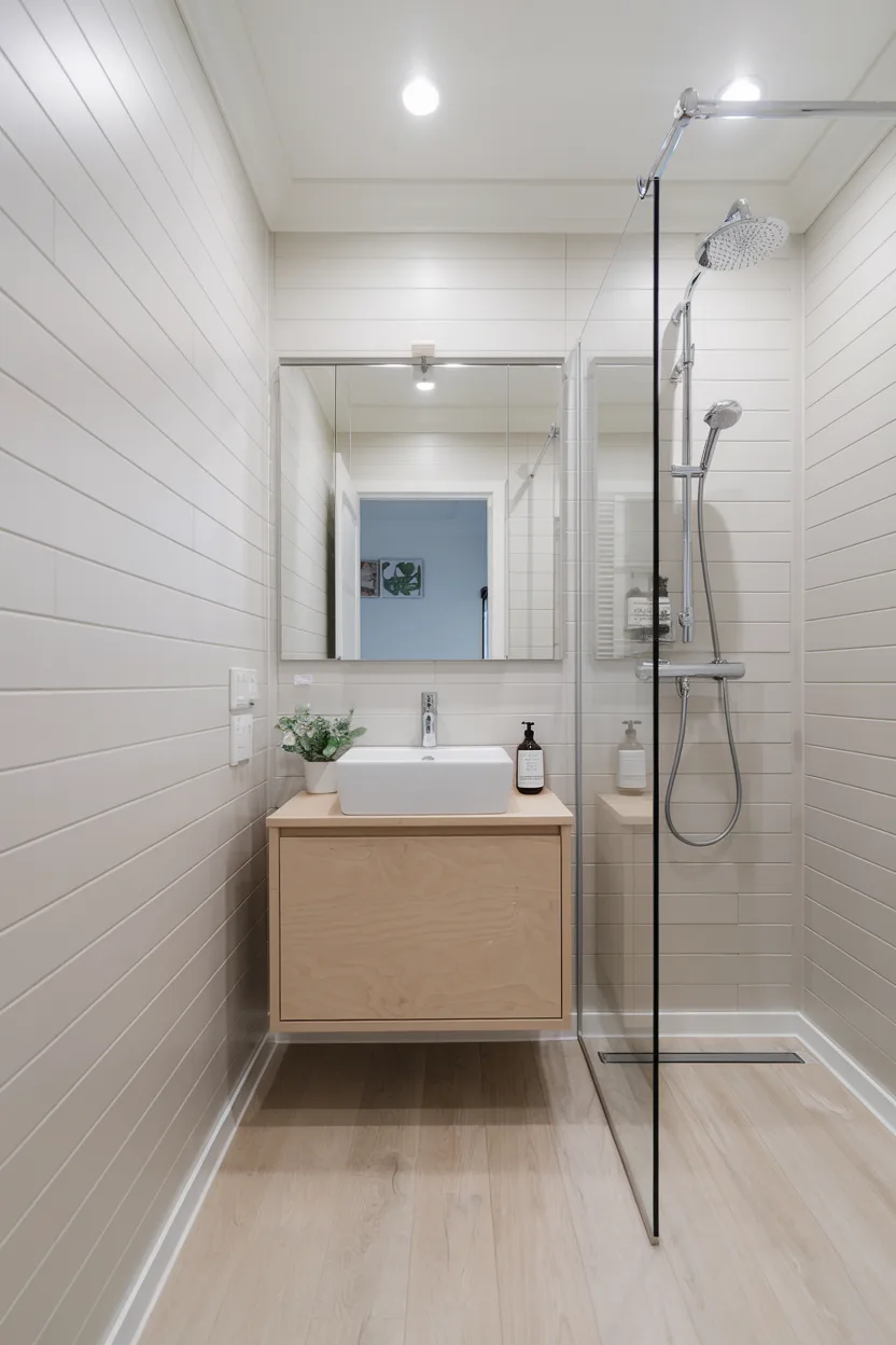 small bathroom with light neutral colors