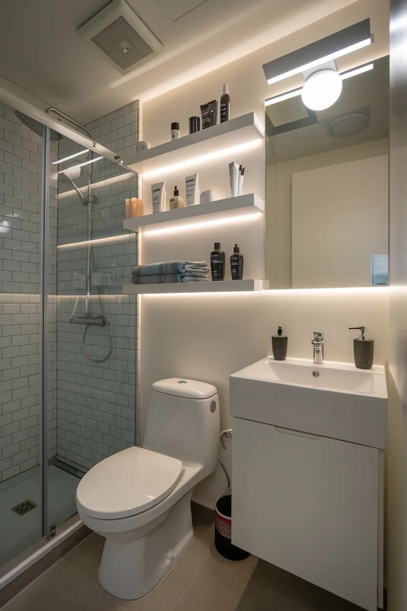 small bathroom with light