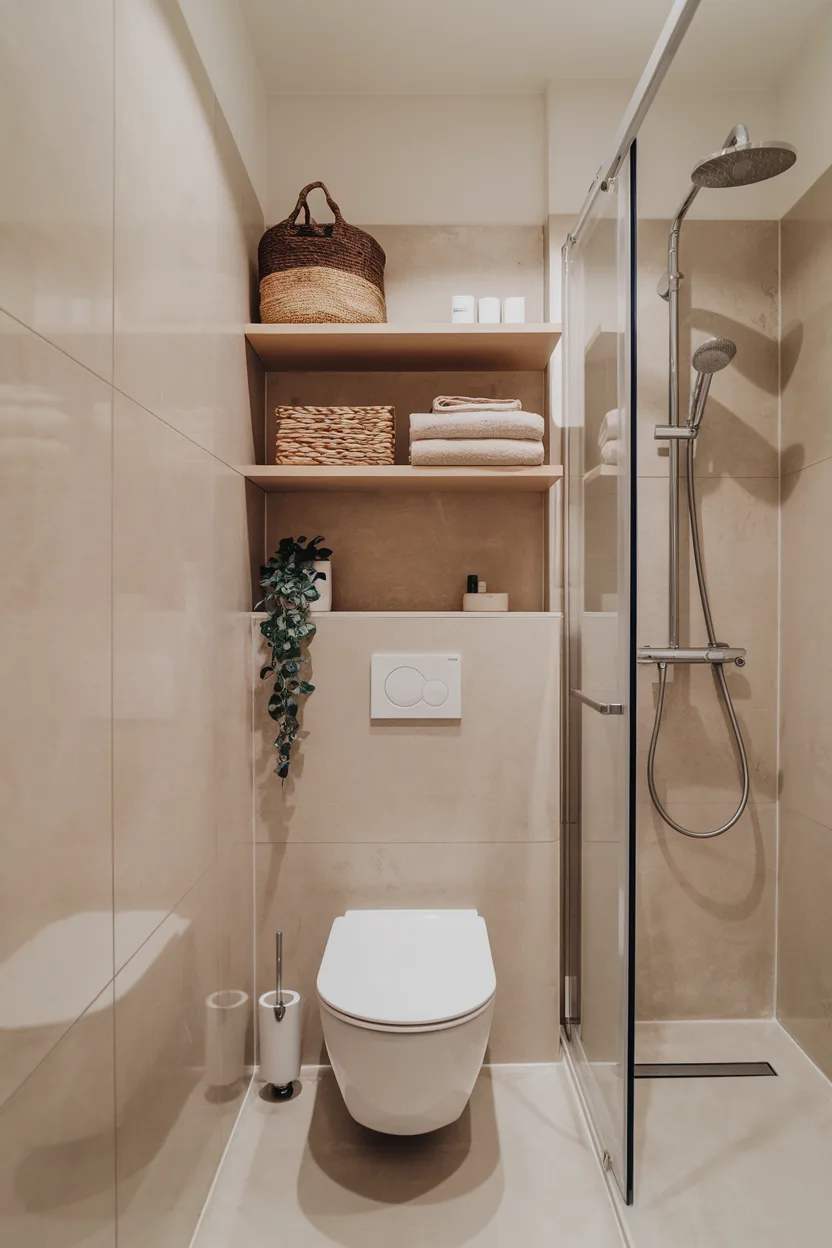 small bathroom with vertical storage