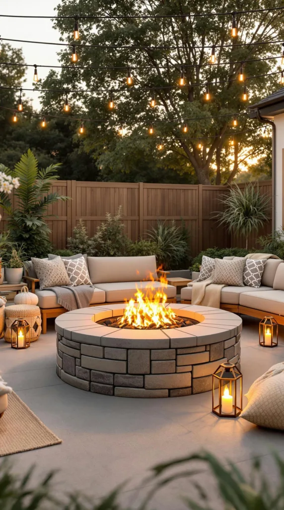 backyard firepit concrete 2