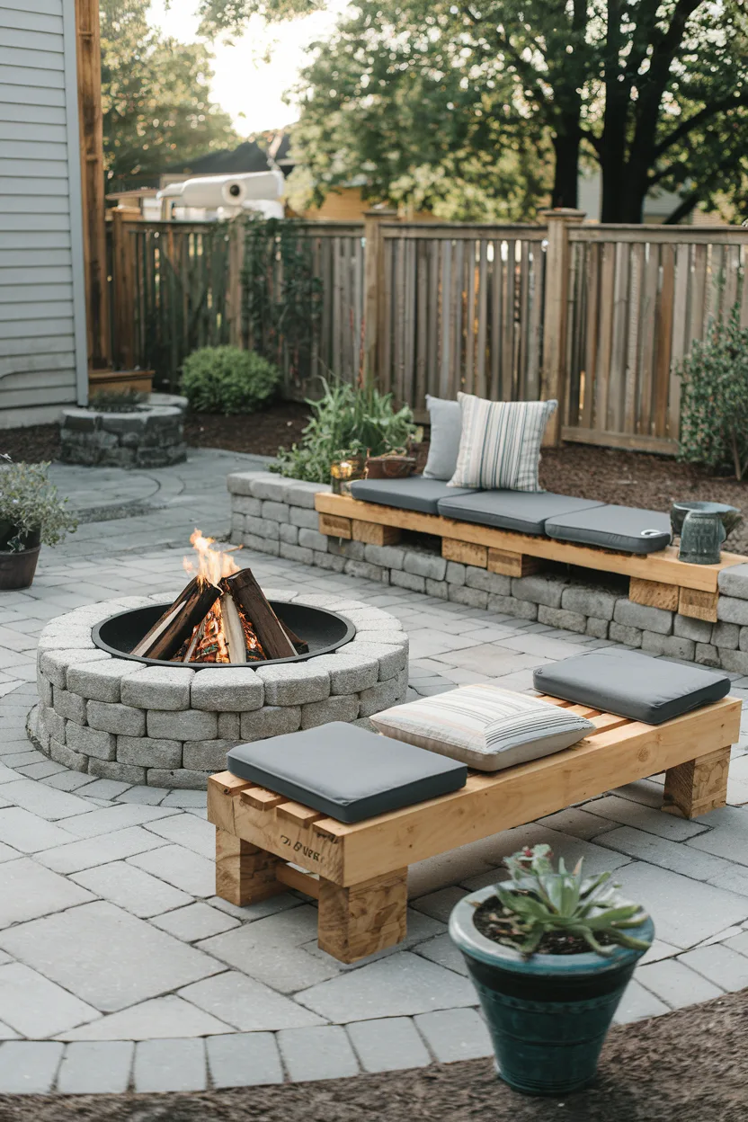 backyard firepit diy bench