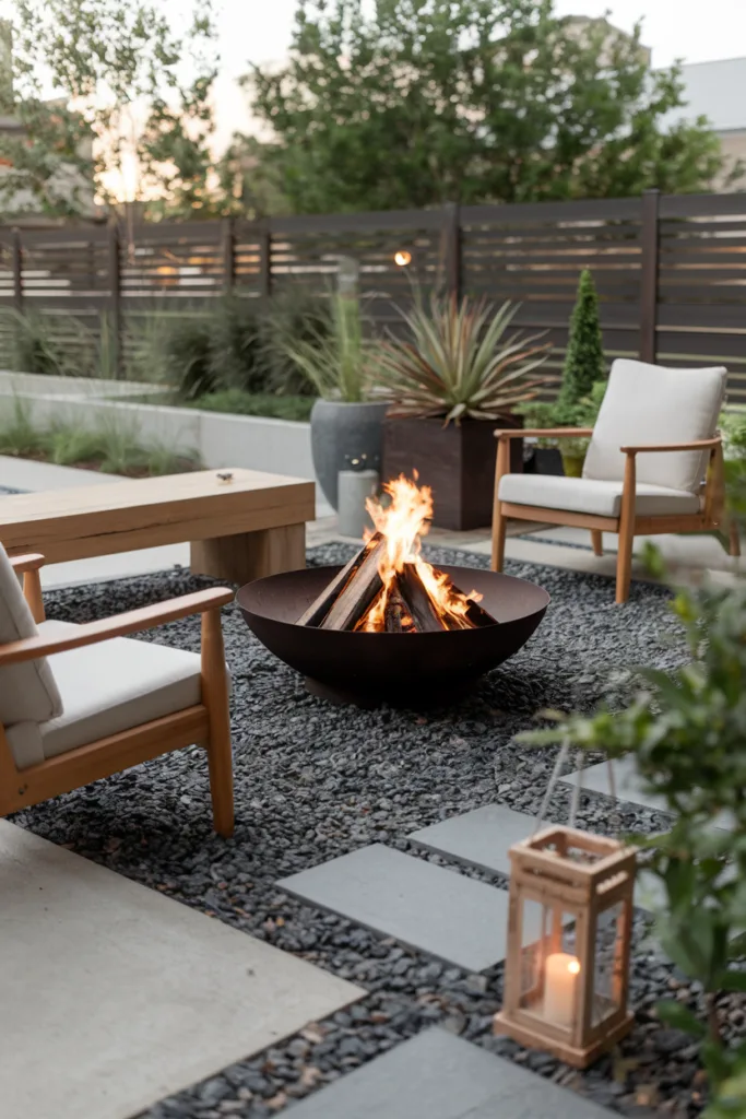 backyard firepit gravel space