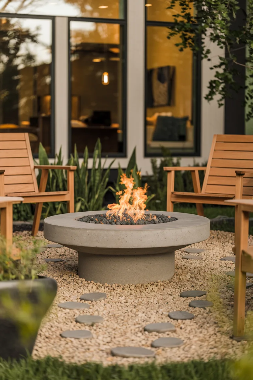 backyard fireplace circular design