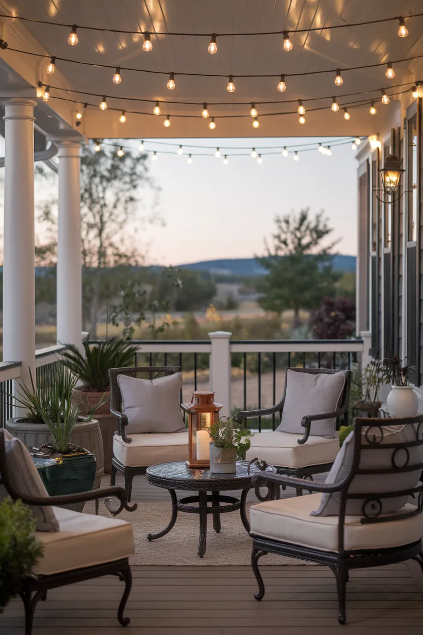 cozy porch ideas string lights