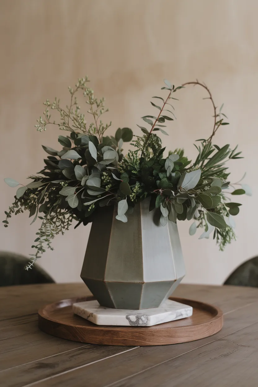 dining room table centerpiece with modern minimalist design