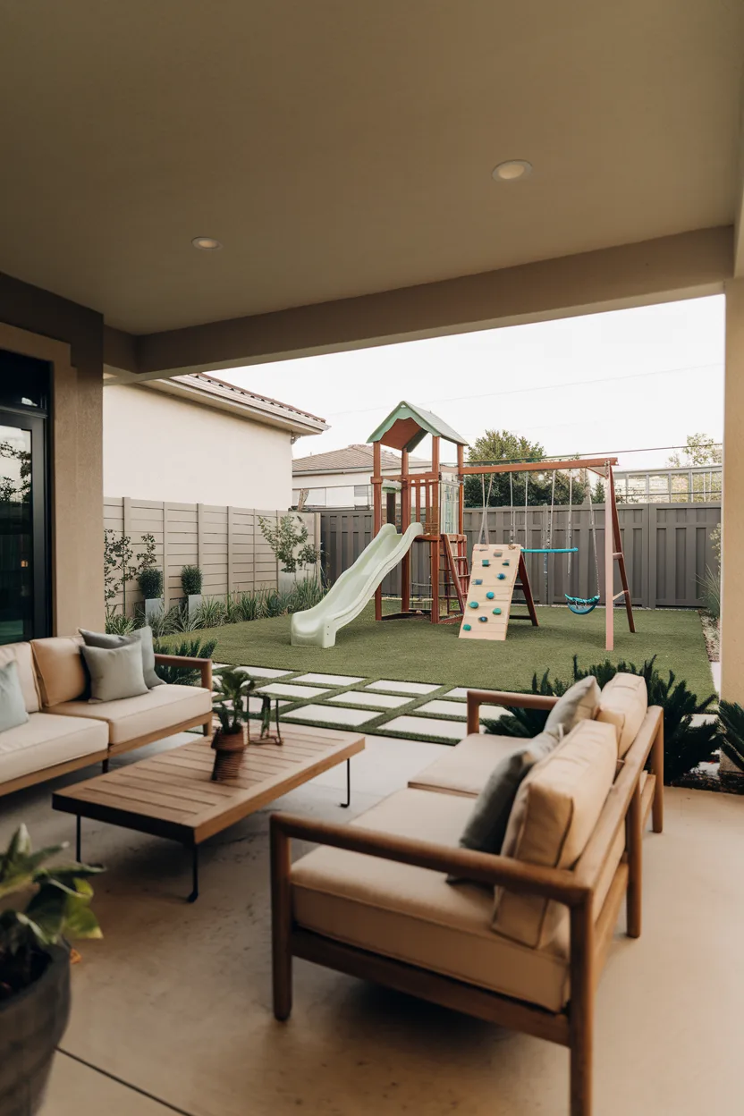 patio ideas playing area for kids