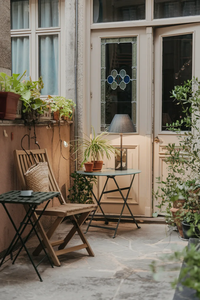 small patio with furniture for a cozy look