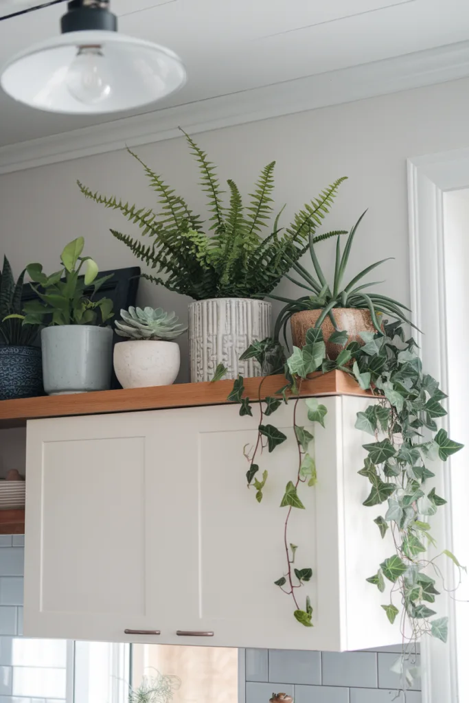 above cabinet decor botanical display