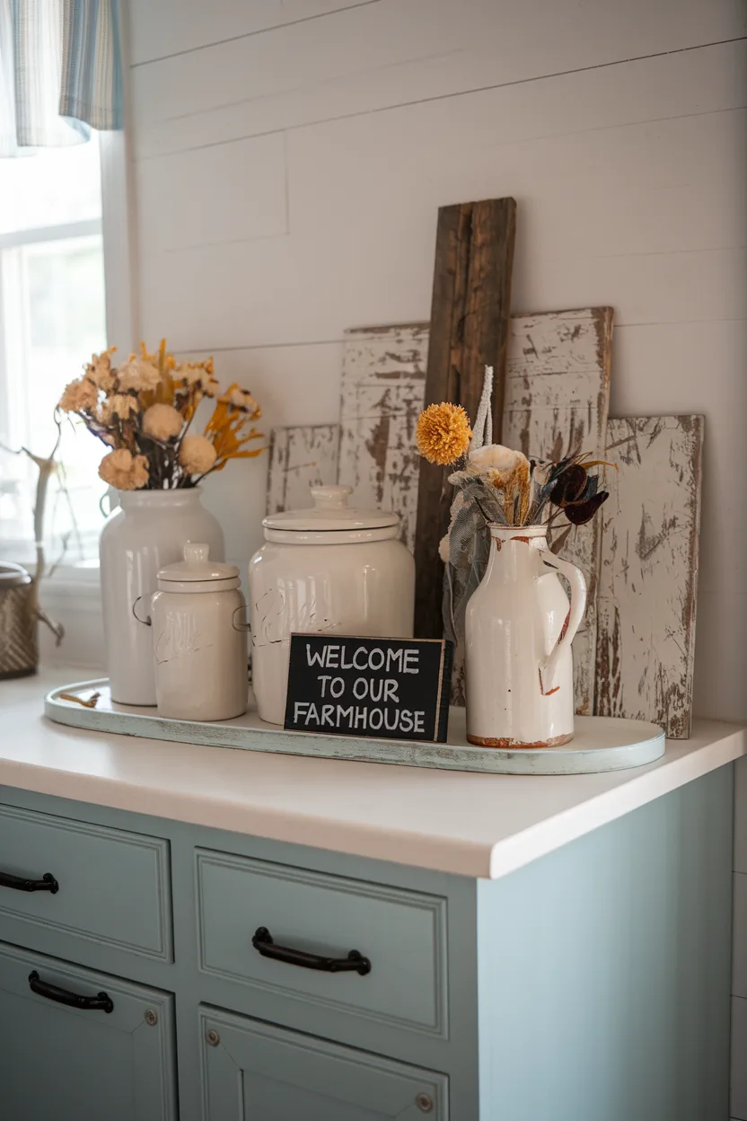 above cabinet decor farmhouse display