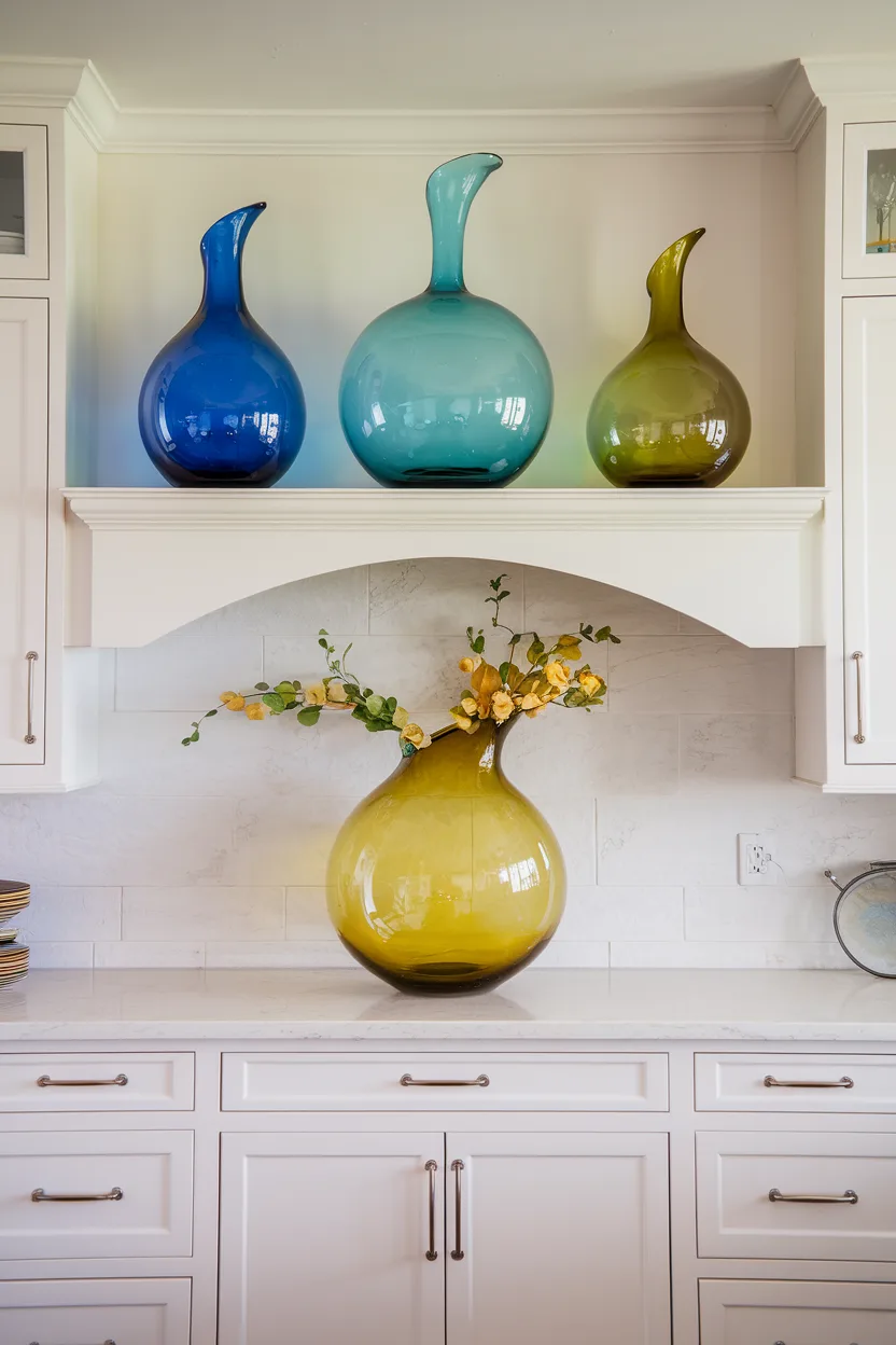 above cabinet decor statement vases