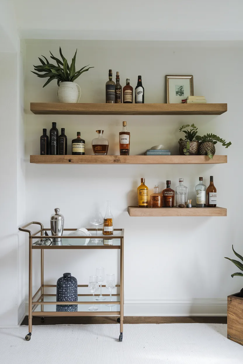 bar nook ideas floating shelf