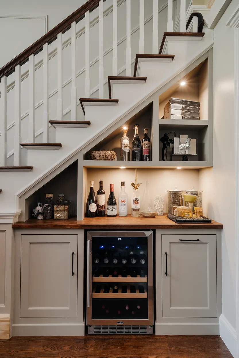 bar nook ideas under stairs