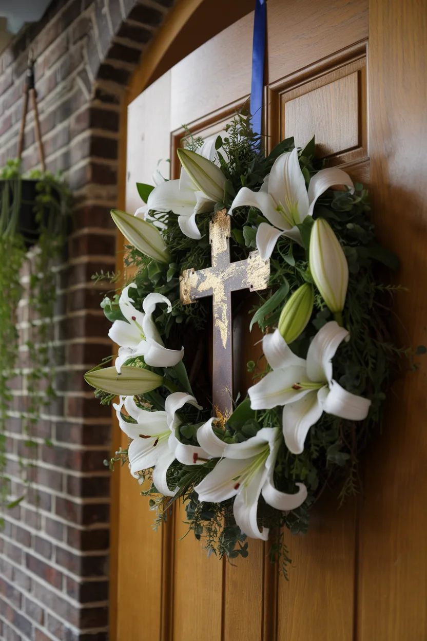 easter wreath ideas cross