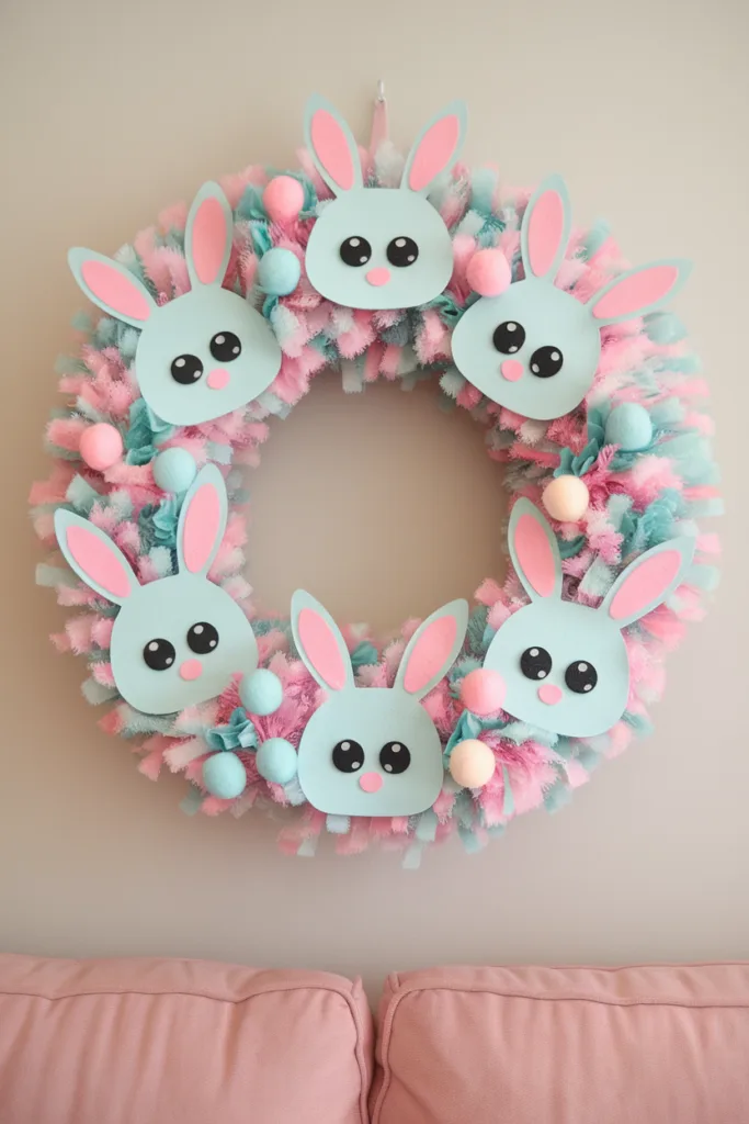 easter wreath ideas felt bunnies