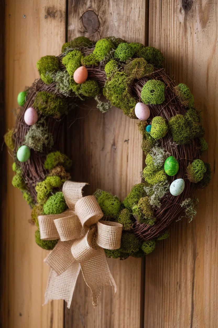 easter wreath ideas moss covered