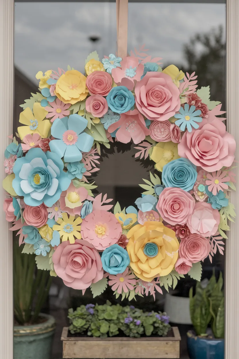 easter wreath paper flower