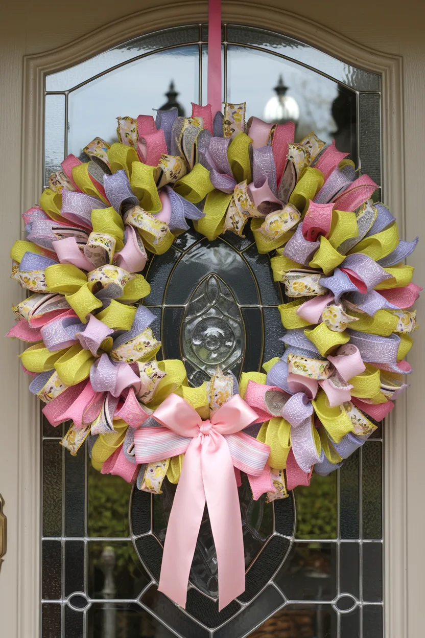 easter wreath ribbon wreath