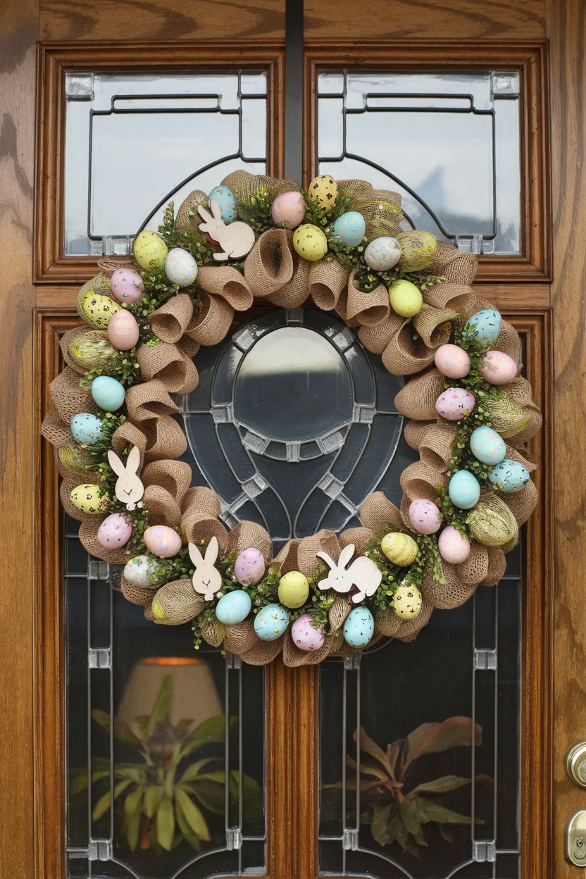 easter wreath rustic burlap wreath