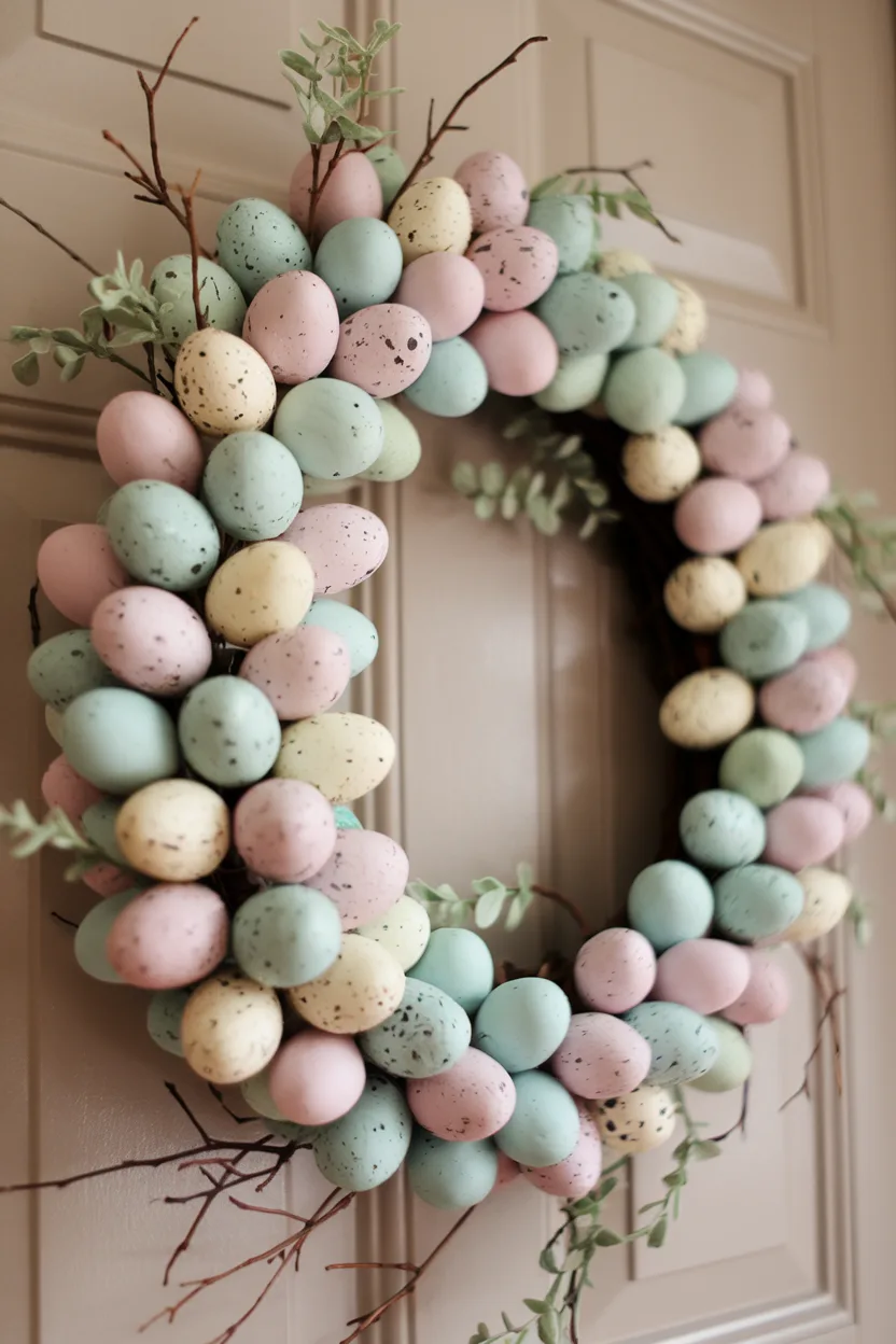 easter wreath speckled egg