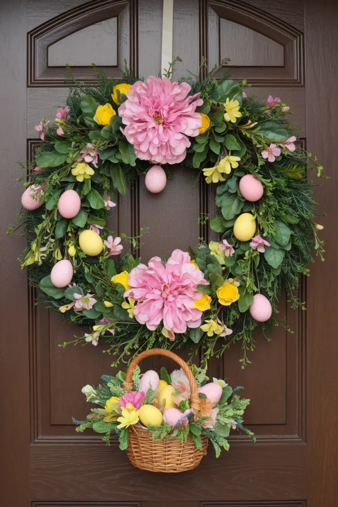 easter wreath wicker basket