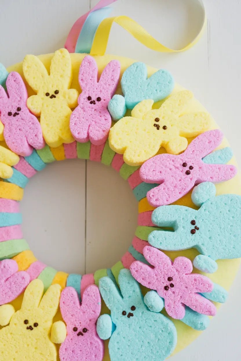 easter wreath with a peeps