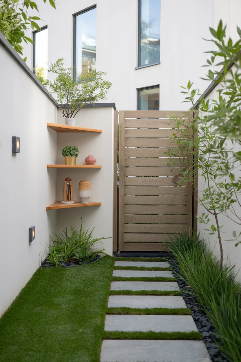 small garden corner shelving